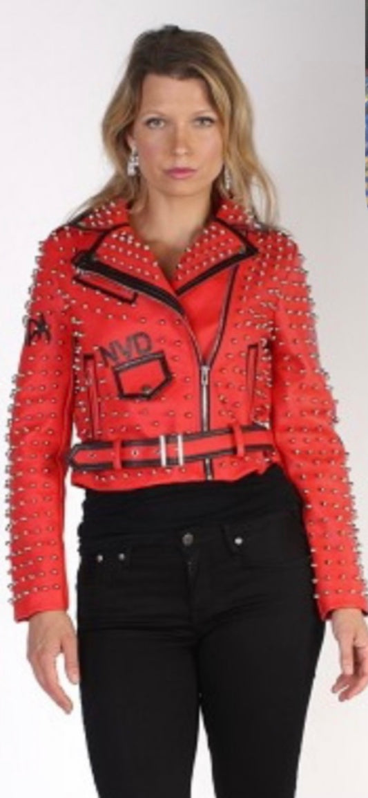 Red Faux leather jacket