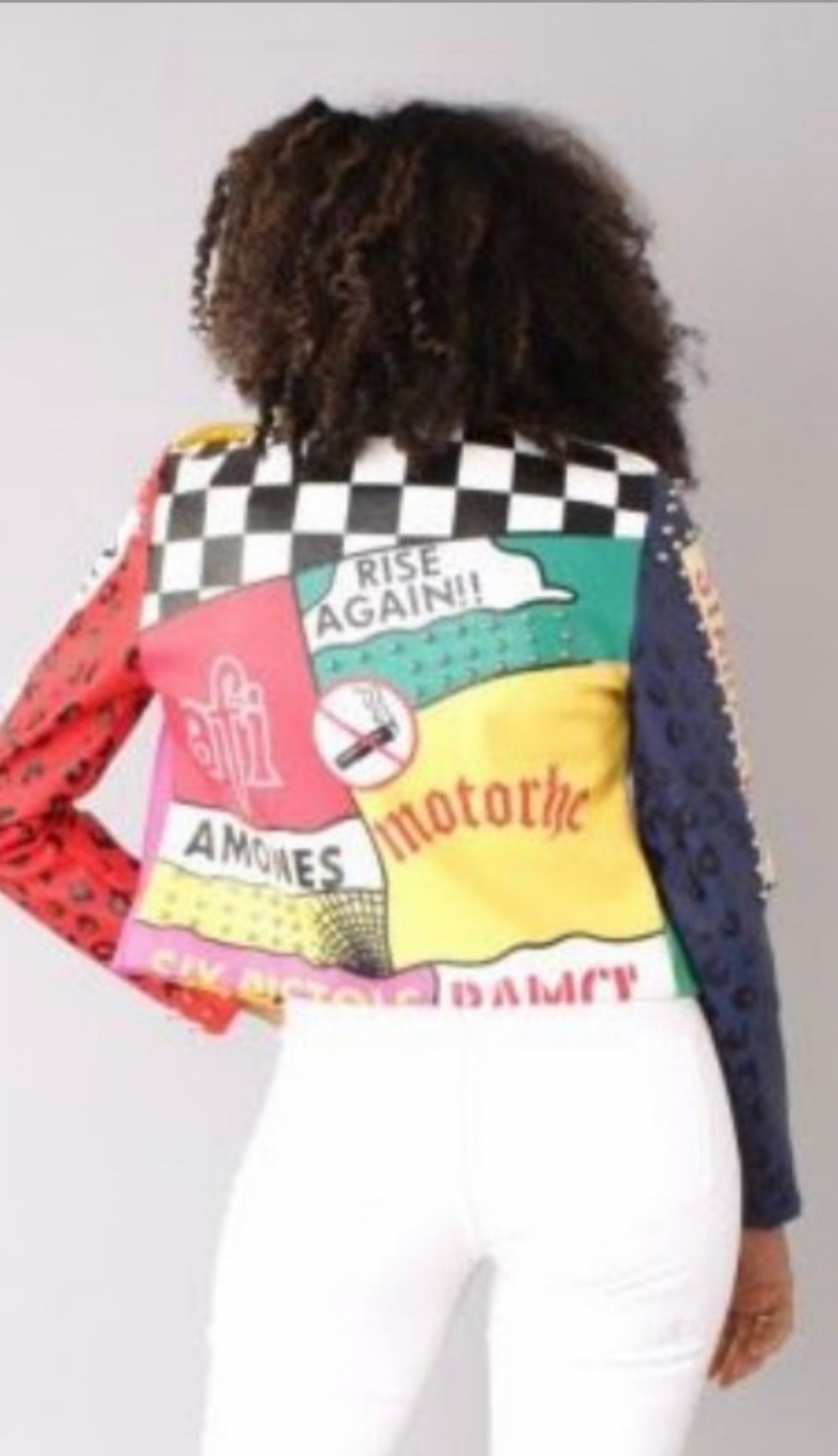 Faux leather race car jacket