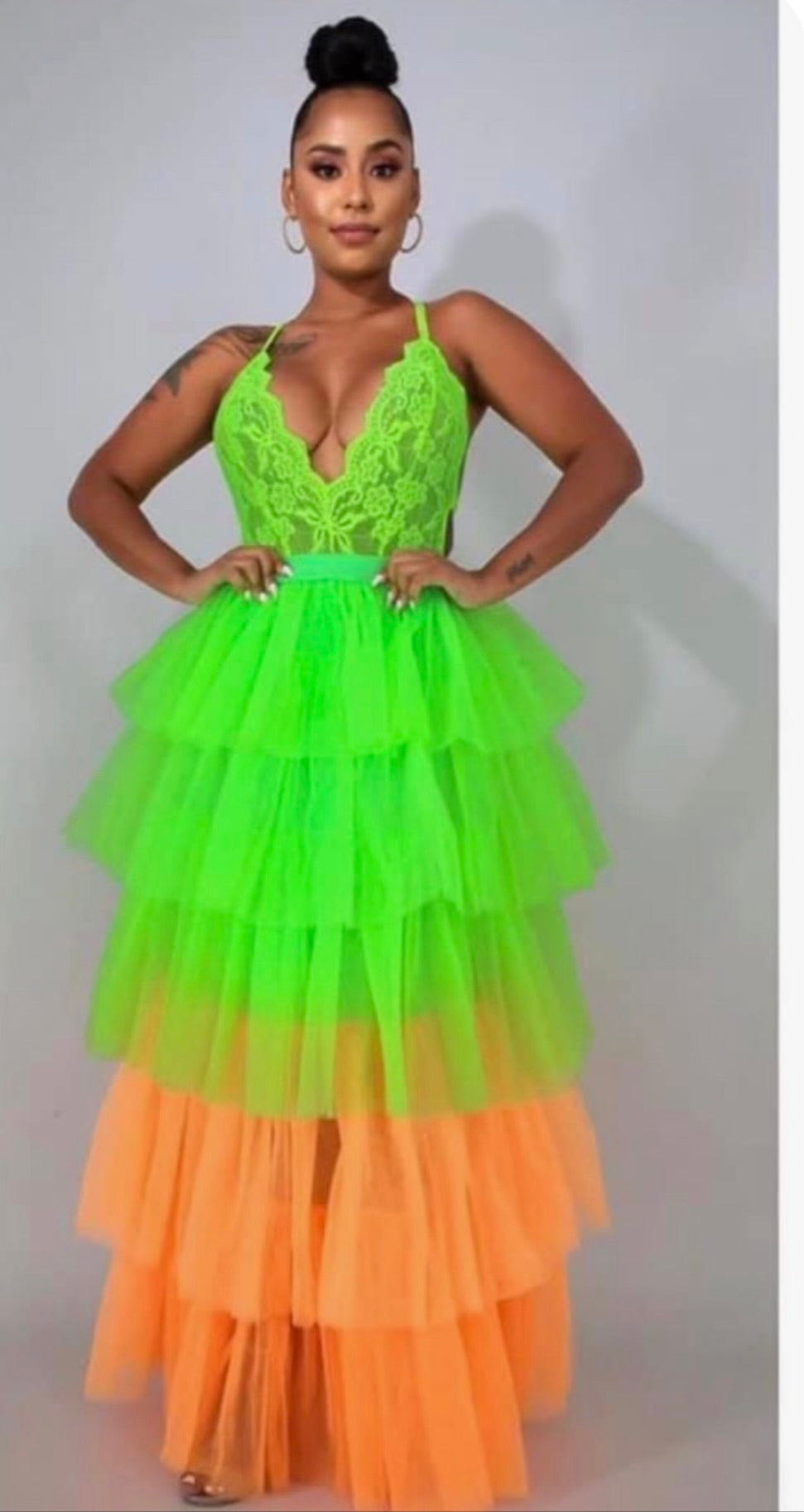 Lime Green triple layer skirt