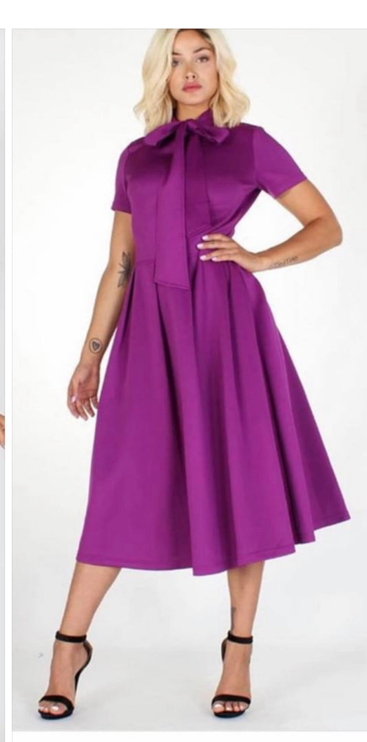 Plum dress with bow