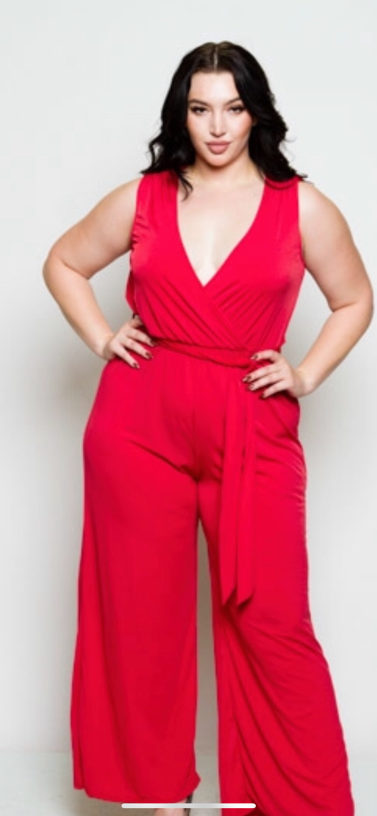 Red maxi jumpsuit